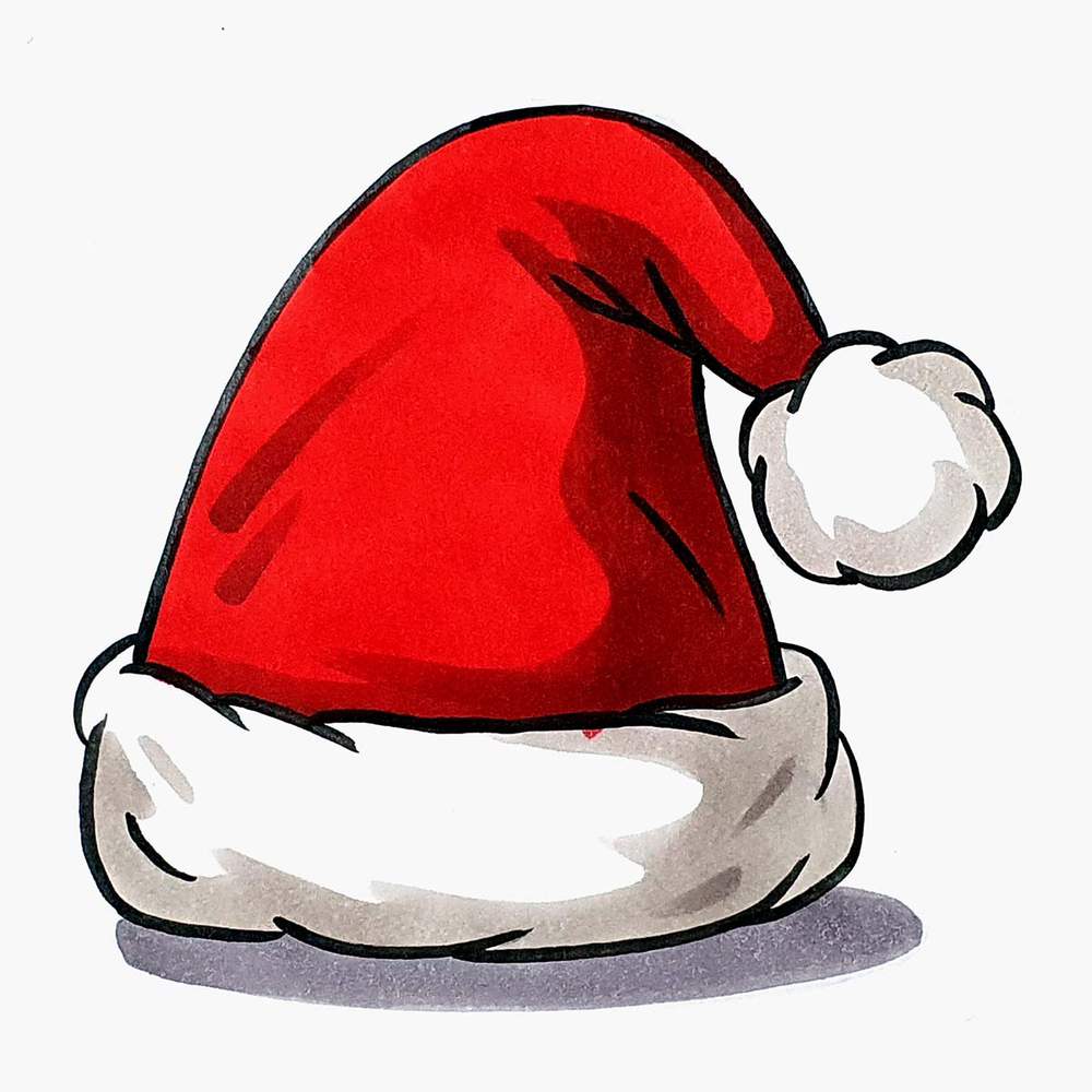 Easy Christmas Hat Drawing Tutorial You'll Love